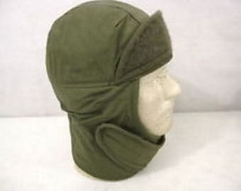 Vintage Military Issued OD Green Pile Cap-NEW