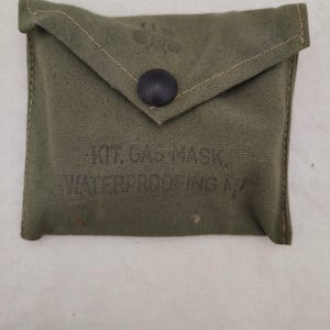 Vintage Military Issued Canvas OD Green Gas Mask Waterproofing Kit