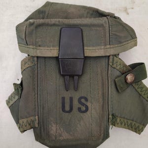 Vintage Military Issued OD Green Small Arms Pouch