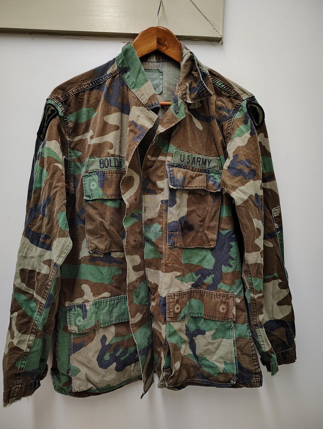 US Military Surplus Vintage BDU Camo Shirt/blouse With Patches-sr - Etsy