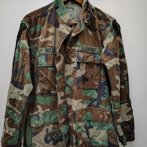 US Military Surplus Vintage BDU Camo Shirt/Blouse with Patches-SR