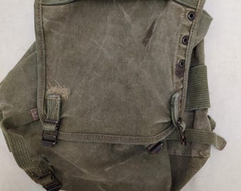 Riñonera de lona verde OD de la época de Vietnam, de uso militar vintage