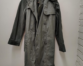 Impermeable verde militar vintage de la época de Vietnam para mujer, talla 10R