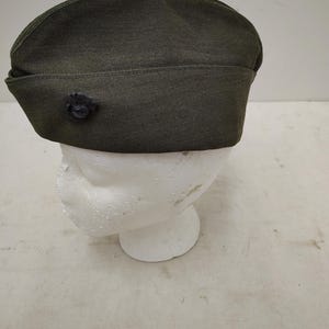 Vintage Military Issued USMC OD Green Wool Garrison Hat