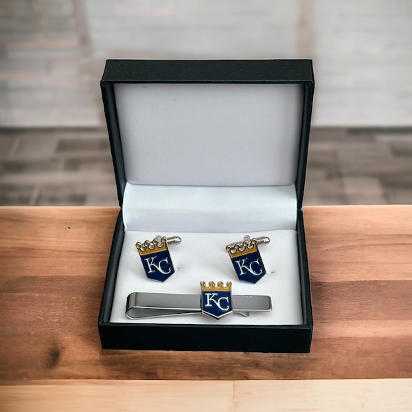 Kansas City Royals Cuff Link Cufflinks Cuff Links Tie Clip Bar Set