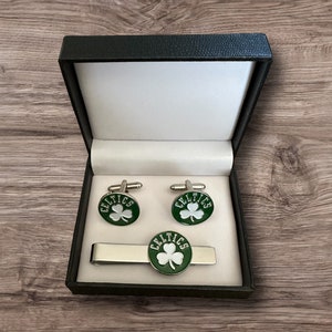 Boston Celtics Cuff Link Cufflinks Cuff Links Tie Clip Bar Set
