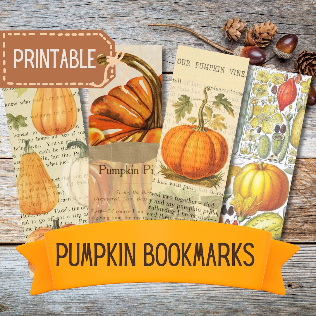 Printable Pumpkin Bookmark Set, Fall Craft Digital Download Pdf Png ...