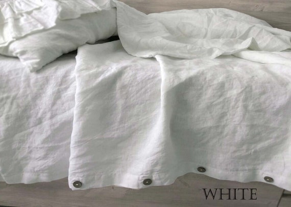 Seamless Linen Duvet Cover With Button Closure Washed Linen Etsy