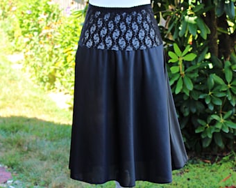 50s Bestform Black Lace & Nylon Half Slip, Size XS S, Vintage Sexy Lingerie