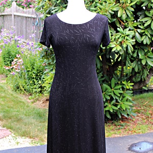 90s Y2K Black Metallic Evening Gown, Size S M, Vintage Ronni Nicole By Ouida Sparkle Maxi Dress