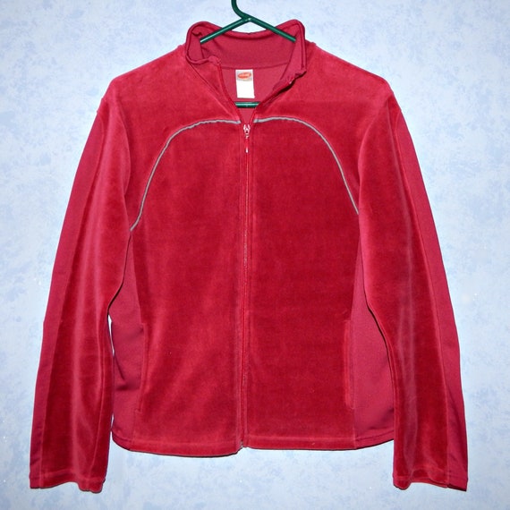90s Avia Pink Velour Zip Front Jacket, Size M L, Vintage Athletic
