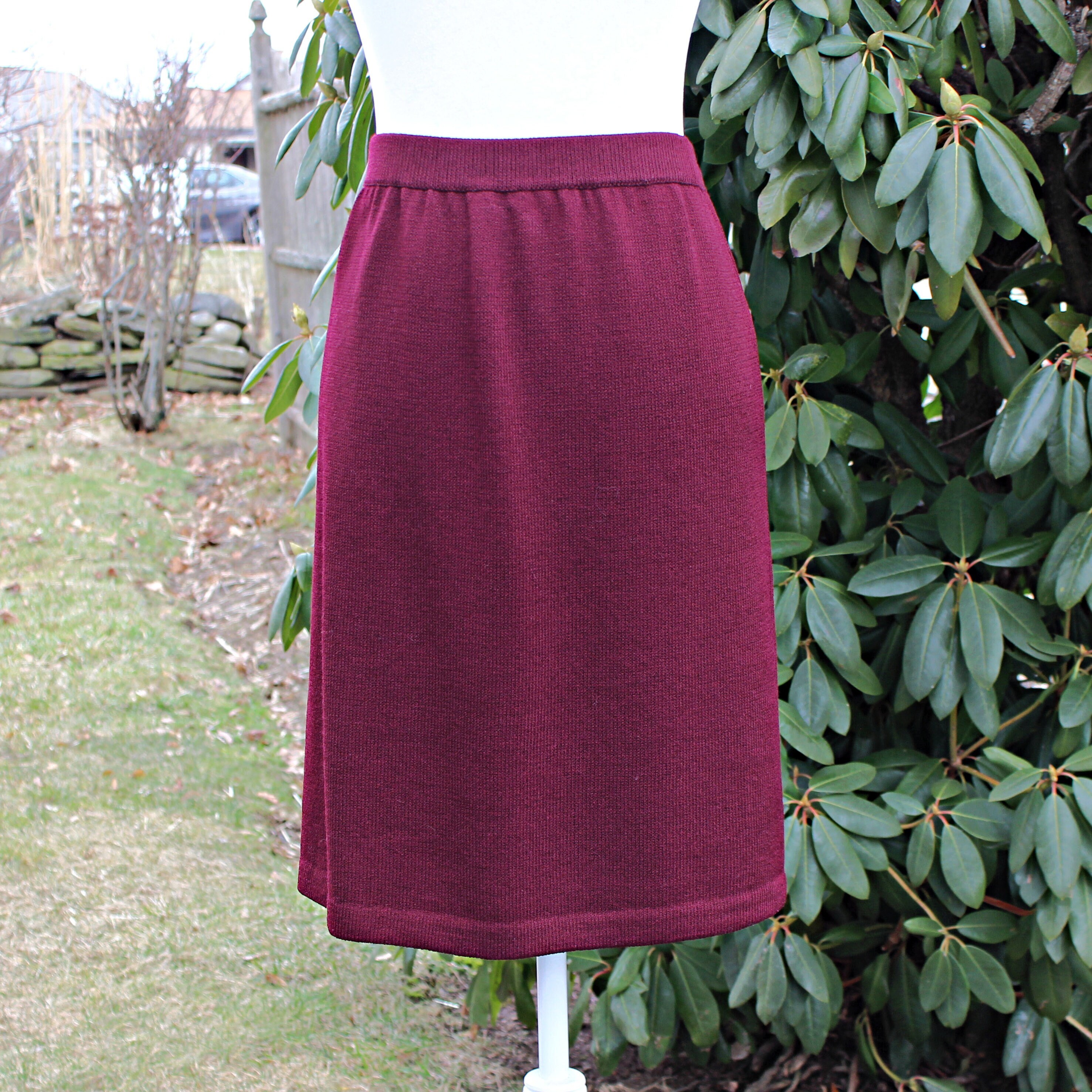 90s Burgundy Skirt Etsy
