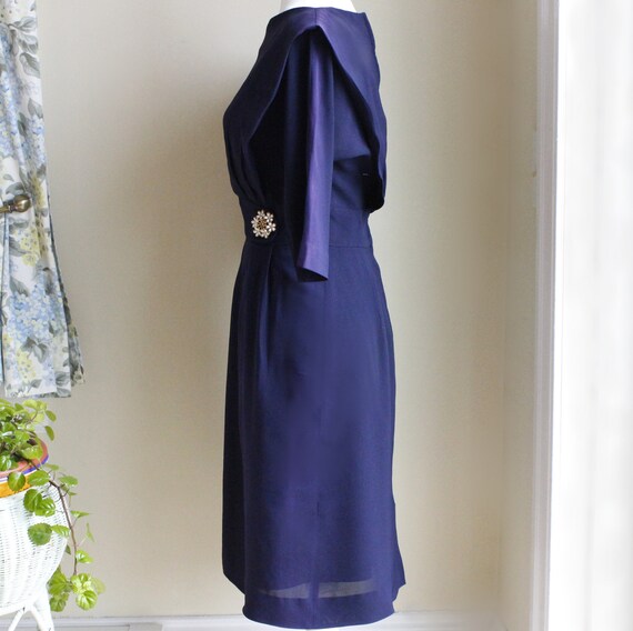50s Navy Blue Party Dress, Size S, Vintage RK Ori… - image 5