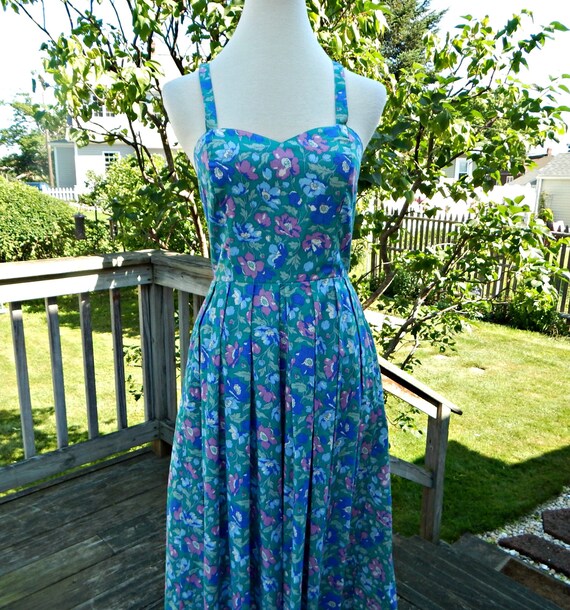 blue floral tea dress