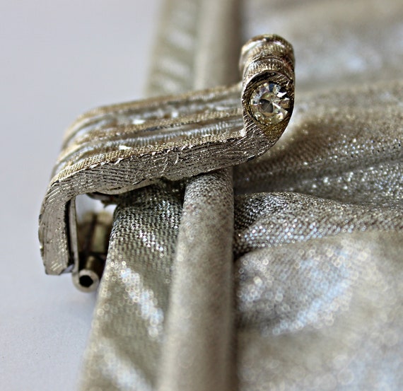 60s Metallic Silver Lame Convertible Clutch, Hand… - image 5