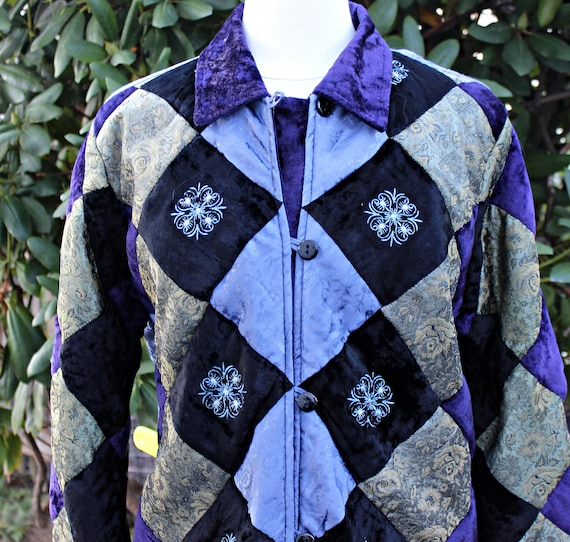 90s Quilted Patchwork Jacket, Size M L, Vintage J… - image 2