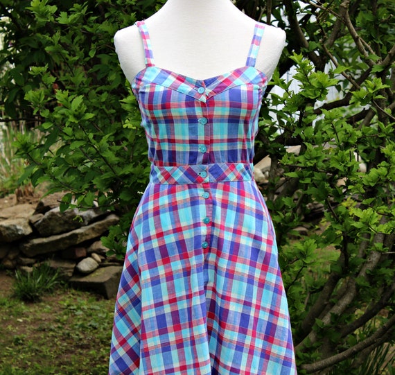Adini Indian Madras Cotton Sundress, Size XXS, XS,