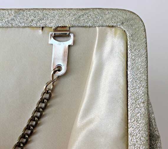60s Metallic Silver Lame Convertible Clutch, Hand… - image 8