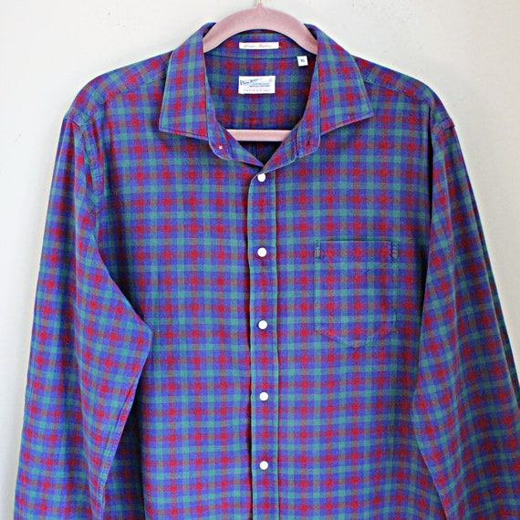 Madras Plaid Long Sleeve Shirt, Mens L XL, Vintag… - image 3