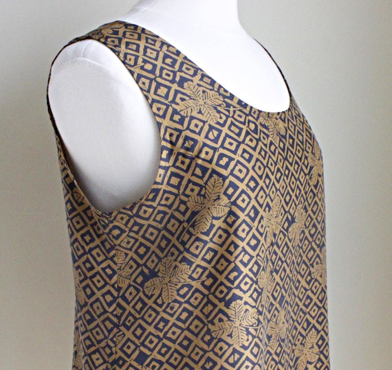 NOS 80s Brown Floral Print Sleeveless Silk Top, M… - image 4