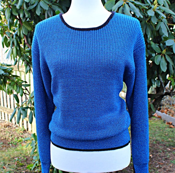 80’s Royal Blue Sequin Beaded Sweater