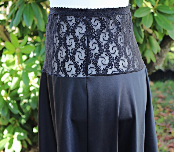 50s Bestform Black Lace & Nylon Half Slip, Size XS S,… Gem
