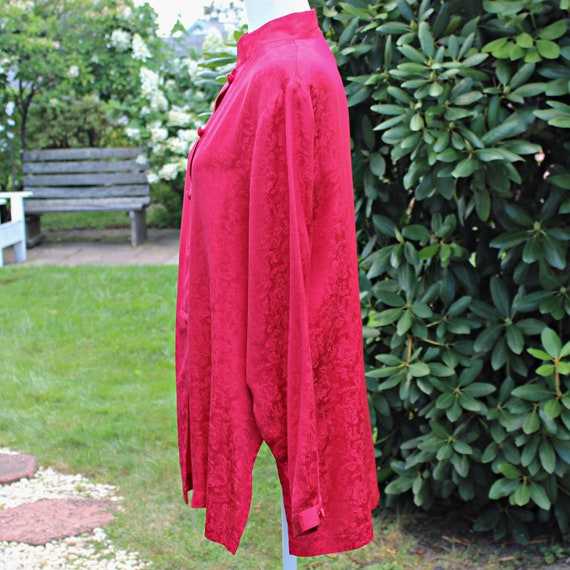 Red Asian Style Oversize Tunic Top, Size L, Vinta… - image 4