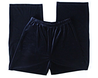 Black Velour High Elastic Waist Lounge Pants, Size M, Vintage 80s 90s Carole Little Sweatpants, Leisure Wear