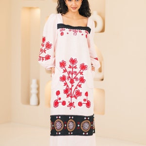 Kvitka embroidered dress Fashion ukrainian linen vyshyvanka dresses by BoutiqueUA