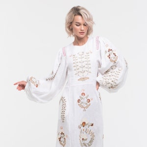 Linen wedding dress Embroidered ukrainian fashion cloth