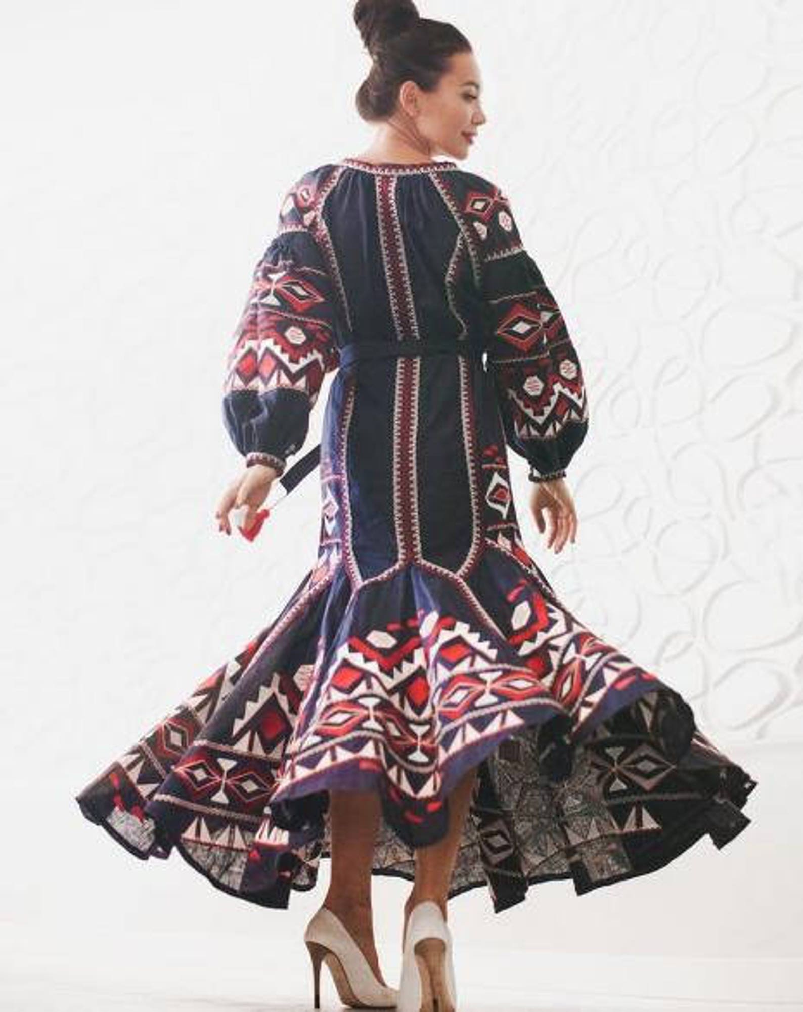 Embroidered Fashion Dress Boho With Ethnic Custom Embroidery Etsy