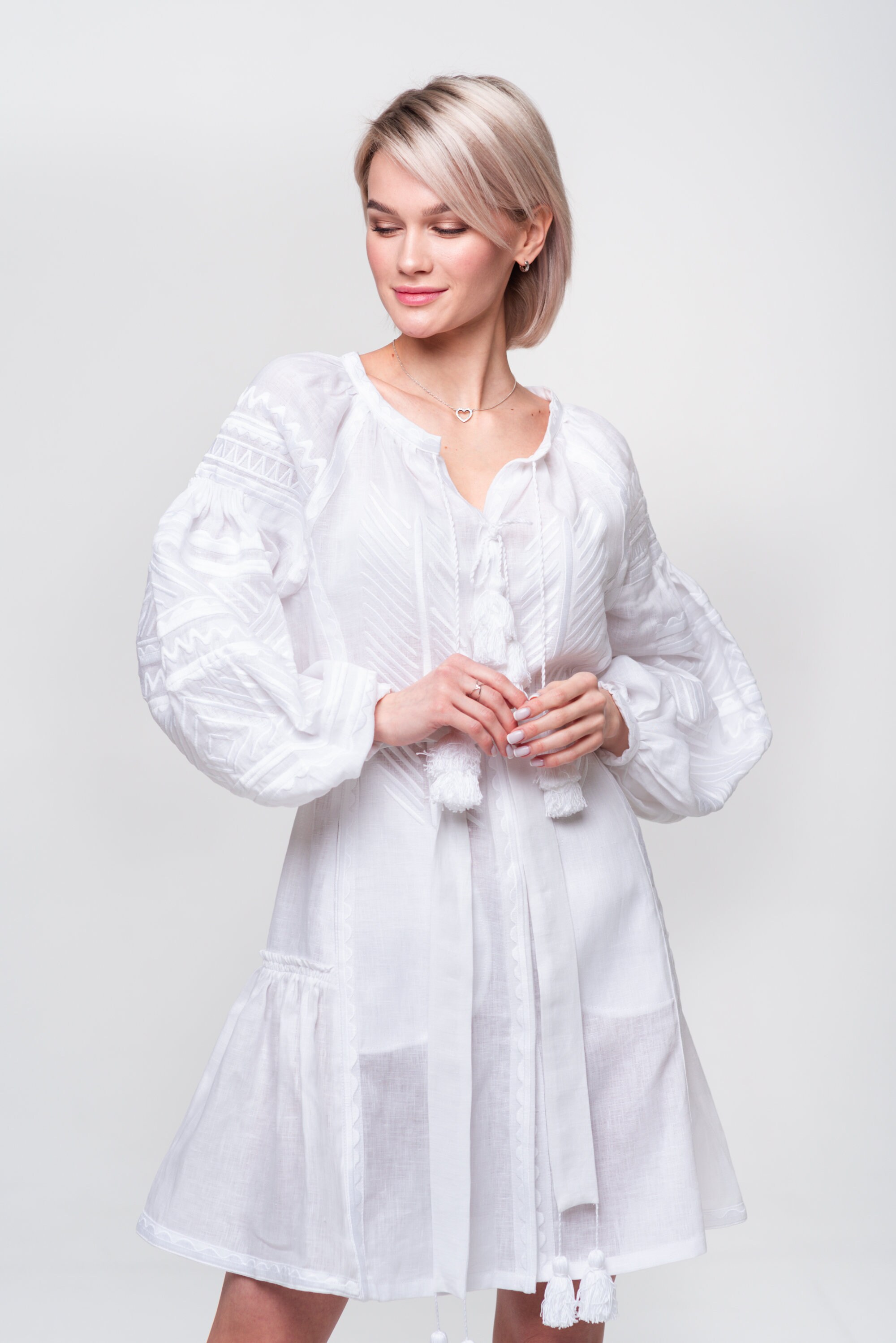 Embroidered Linen Wedding Dress Divine White Boho Chic Dress Etsy