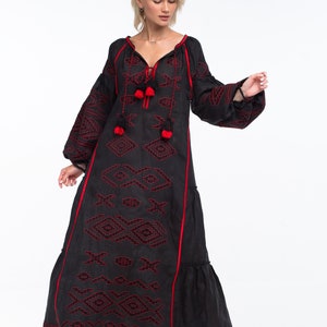 Linnen geborduurde trouwjurk maxi Fashion boho kleding Oekraïens door BoutiqueUA