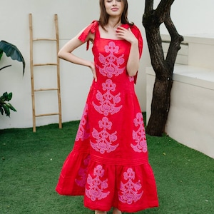 Linen maxi sundress Fashion Ukrainian dress