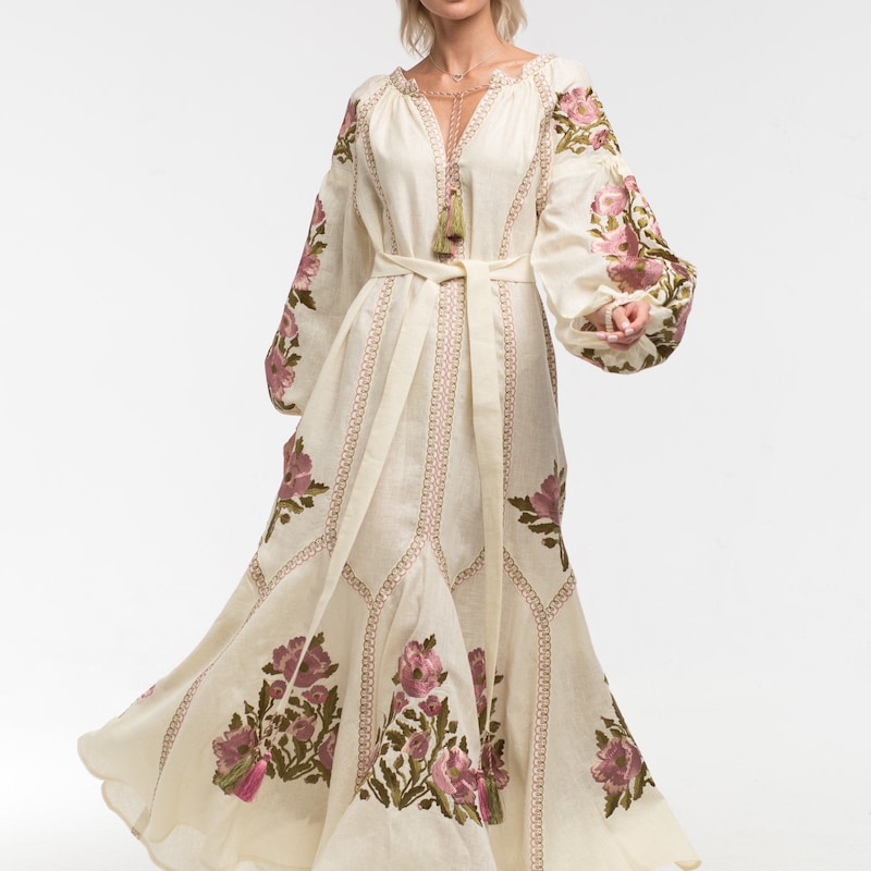 Elegant Bohemian Embroidered Long Dress Embroidered Fairy Dress main image 0
