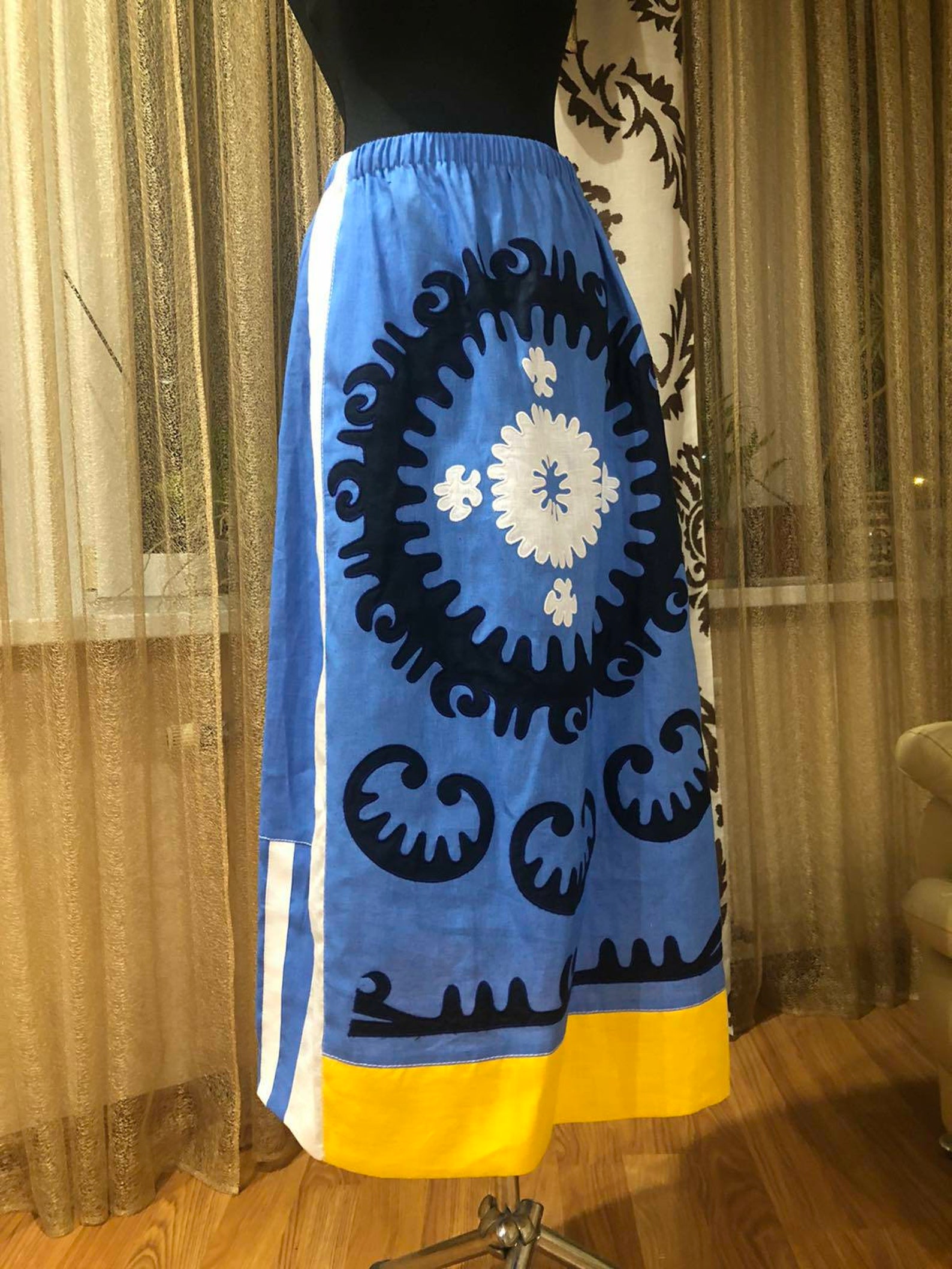 Embroidered Linen Skirt Applique Patchwork Embroidery Color Etsy Sweden