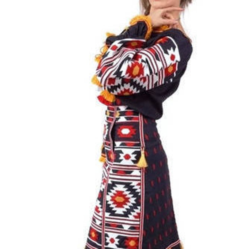 S size Vyshyvanka ukrainian blouse with mexican embroidery Embroidered custom shirt Linen loose blouse top with oversized sleeve