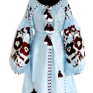Fashion boho dress Embroidered linen gown with floral ukrainian embroidery Beach wedding dress by BoutiqueUA