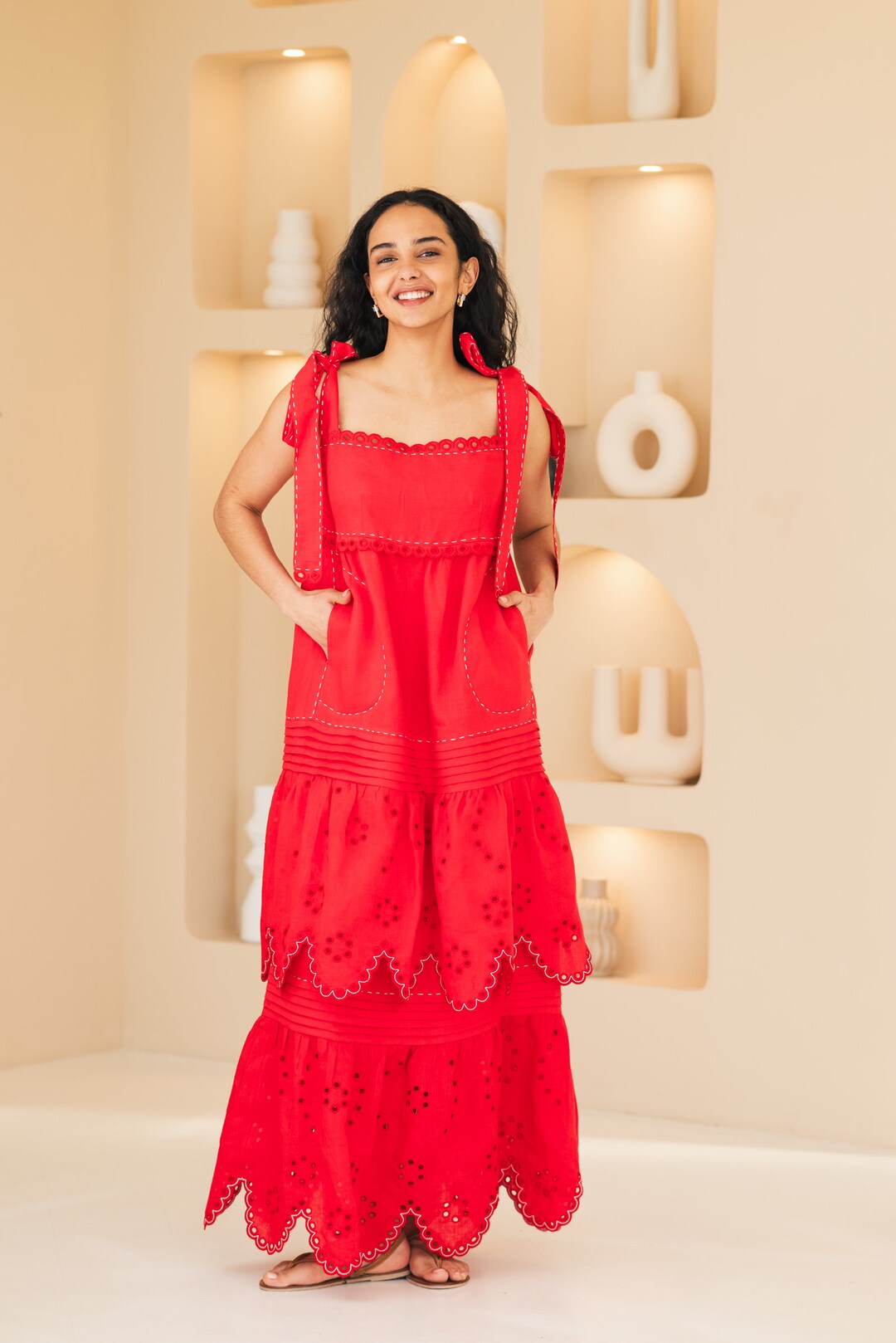 Eyelet Ukrainian Dress Embroidered Linen Dress Vyshyvanka Fashion ...
