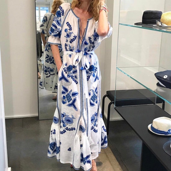 embroidered linen dress