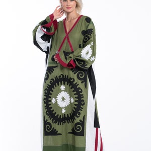 Negroni embroidered linen kaftan dress one size BoutiqueUA