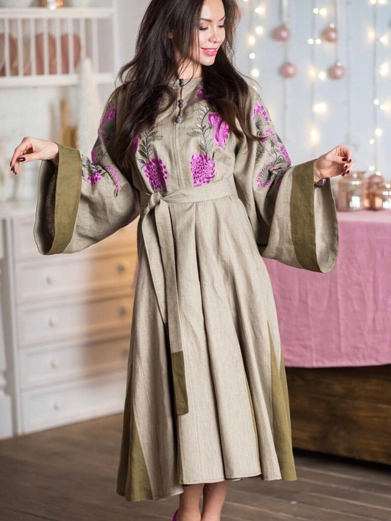 olive boho dress