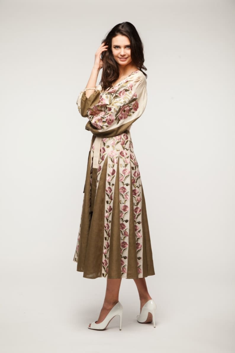 Unique boho wedding guest dress with ukrainian embroidery ...