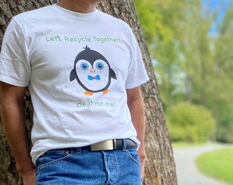 Kiwi the Penguin Recycle T-Shirt - Gingerbread Charms - Cute Penguin Shirt - Penguin Lover Gifts - Earth Day Shirt - Recycling Shirt