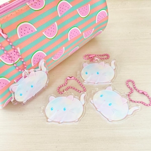 Pastel Snowbelle Charm - Cute Kitty Cat Acrylic Charm - Gingerbread Charms - Character Charm Keychain - Kawaii Acrylic Keychain - Cute Cat