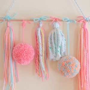 Pom Pom and Tassel Wall Hanging - Gingerbread Charms - Handmade Pom Poms and Tassels - Pom Pom Decor - Tassel Decor - Cute Decor Ideas