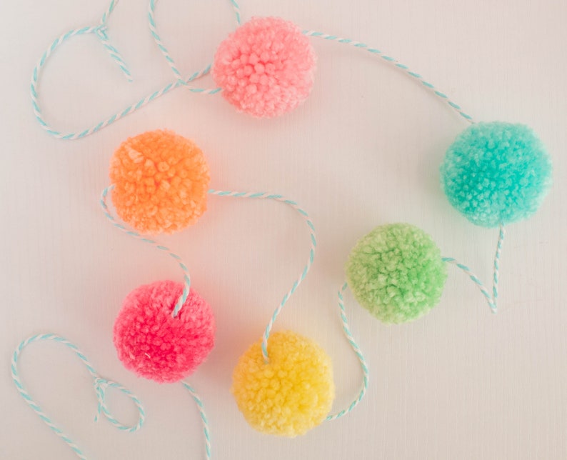 Cute Decor Ideas Pastel Party Decor Pom Pom Banner Handmade Pom Pom Garland Pom Pom Decor Handmade Pom Poms Gingerbread Charms