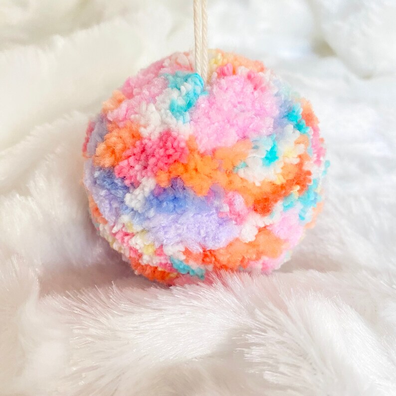 Funfetti Pom Pom Ornament Gingerbread Charms Handmade Pom Poms Pastel Party Decor Pom Pom Decor Cute Decor Ideas Cute Ornaments image 1