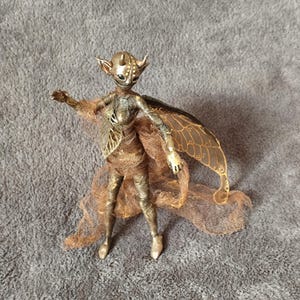 brown fairy, witch, poseable art doll, OOAK fantasy creature
