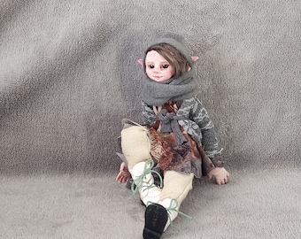 small elf, fantasy, poseable art doll, OOAK realistic creature